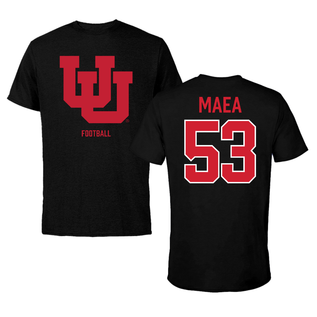 University of Utah Football Black Tee - #53 Johnny Maea