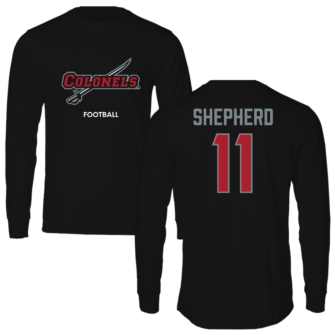 Nicholls State University Football Black Colonels Long Sleeve - #11 Kamp Shepherd