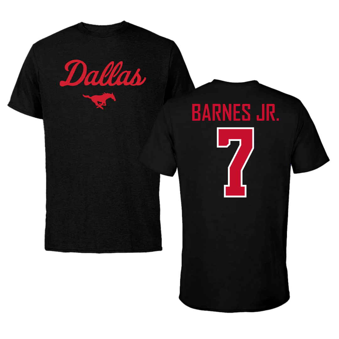 Southern Methodist University Football Black Dallas Performance Tee - #7 Marcellus Barnes Jr.
