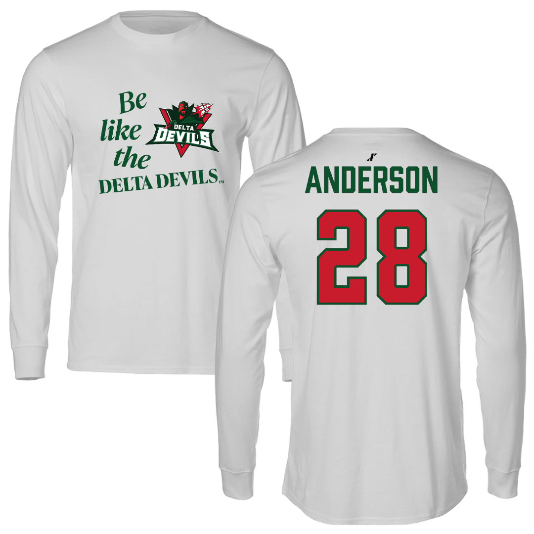 Mississippi Valley State University Football Light Gray Be Like Us Long Sleeve - #28 Jordan Anderson