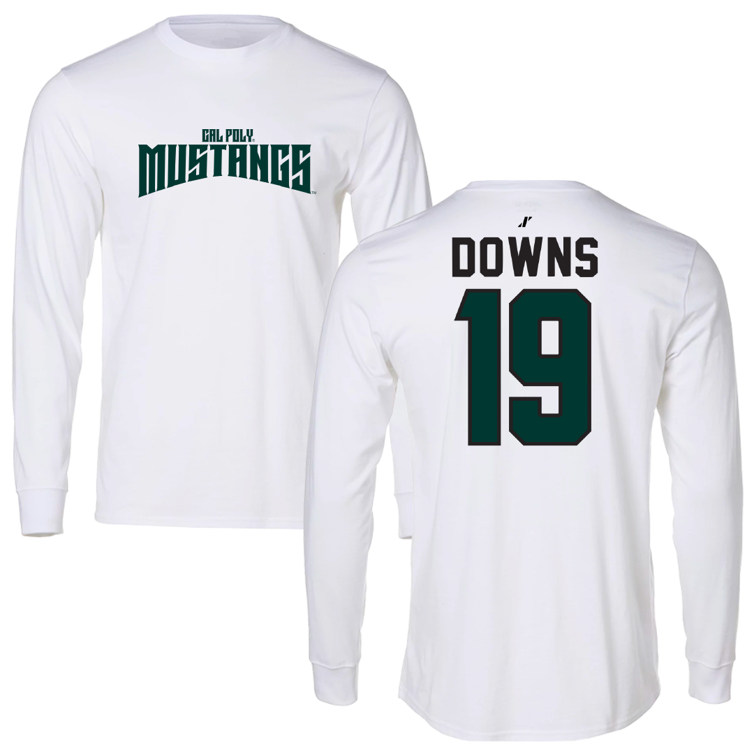 Cal Poly Baseball White Classic Long Sleeve - #19 Chris Downs