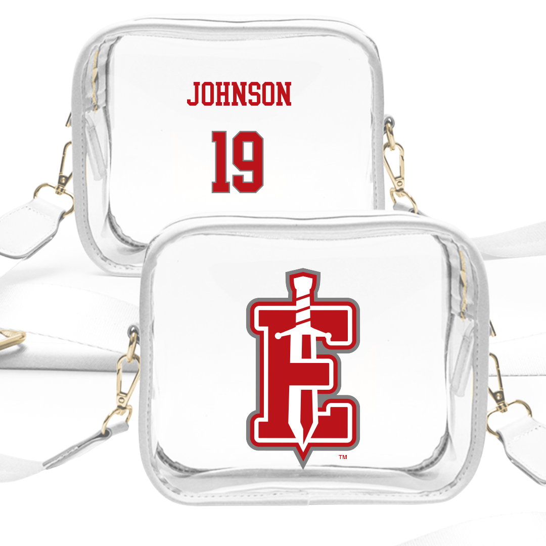 PennWest Edinboro Soccer (W) White Clear Stadium Bag - #19 Margaret Johnson
