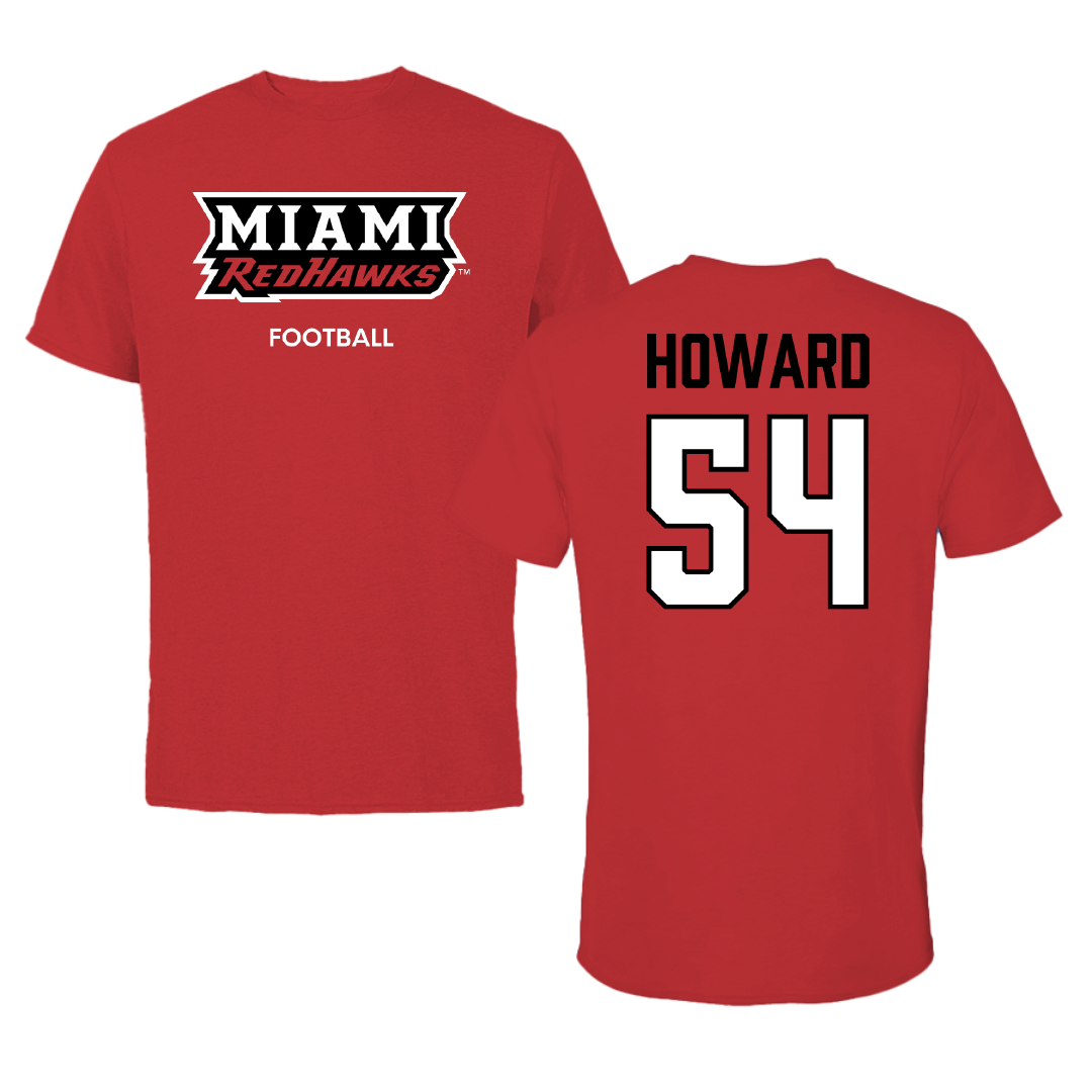 Miami University (Ohio) Football Red Performance Tee - #54 Aiden Howard