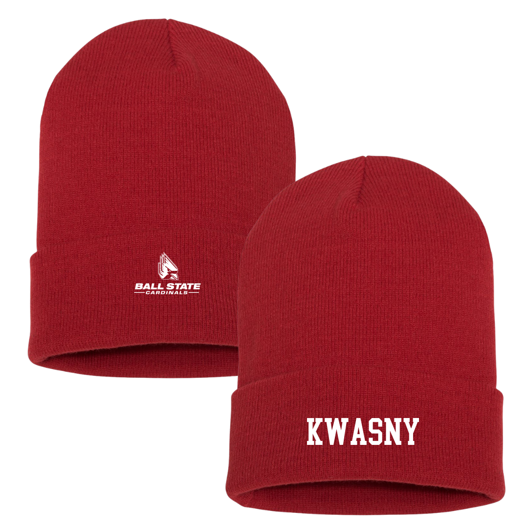 Ball State University Baseball Red Beanie - #10 Zach Kwasny