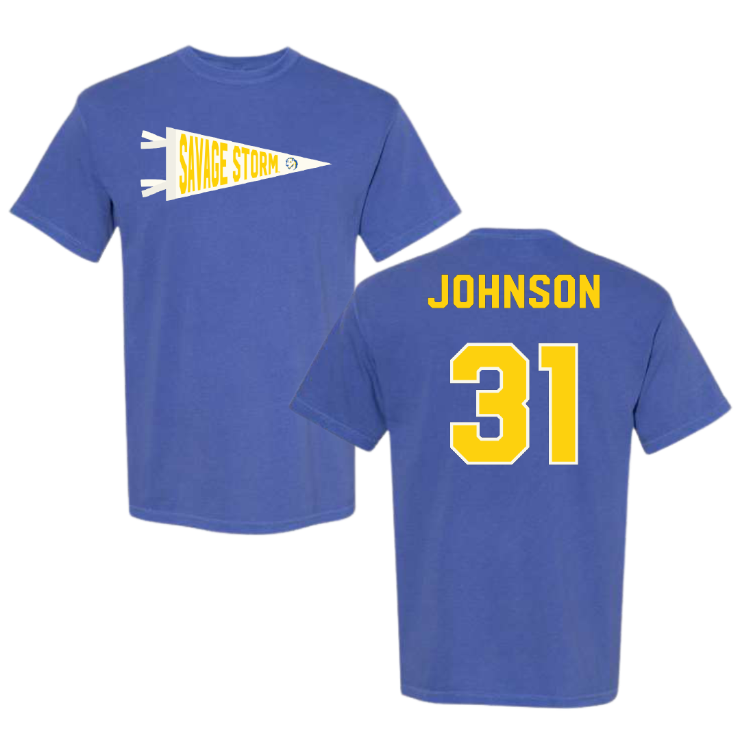 Southeastern Oklahoma State University Baseball Blue Pennant Comfort Colors Tee - #31 Luke Johnson