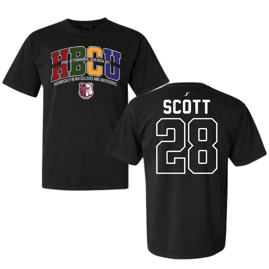 Alabama A&M University Baseball Black HBCU Comfort Colors Tee - #28 Trey Scott