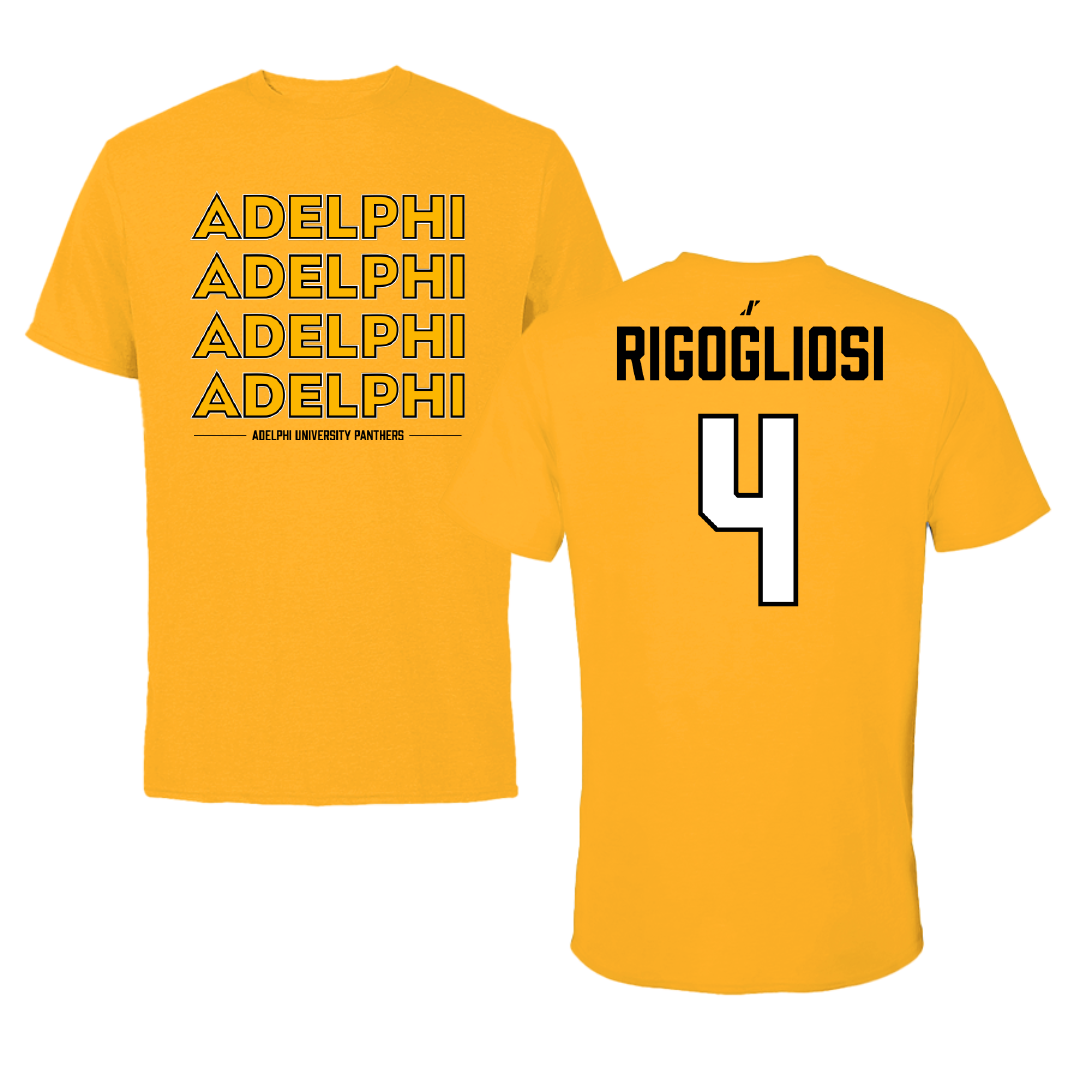 Adelphi University Baseball Gold General Tee - #4 Anthony Rigogliosi