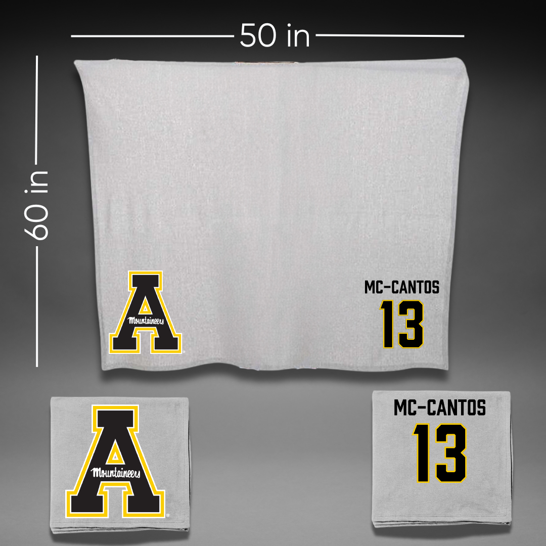 Appalachian State University Football Gray Blanket - #13 Elijah Mc-Cantos