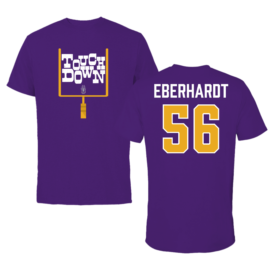 University at Albany Football Purple Touchdown Tee - #56 Neco Eberhardt