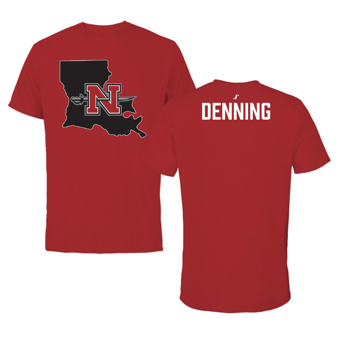 Nicholls State University TF and XC Canvas Red State Tee - Logan Denning