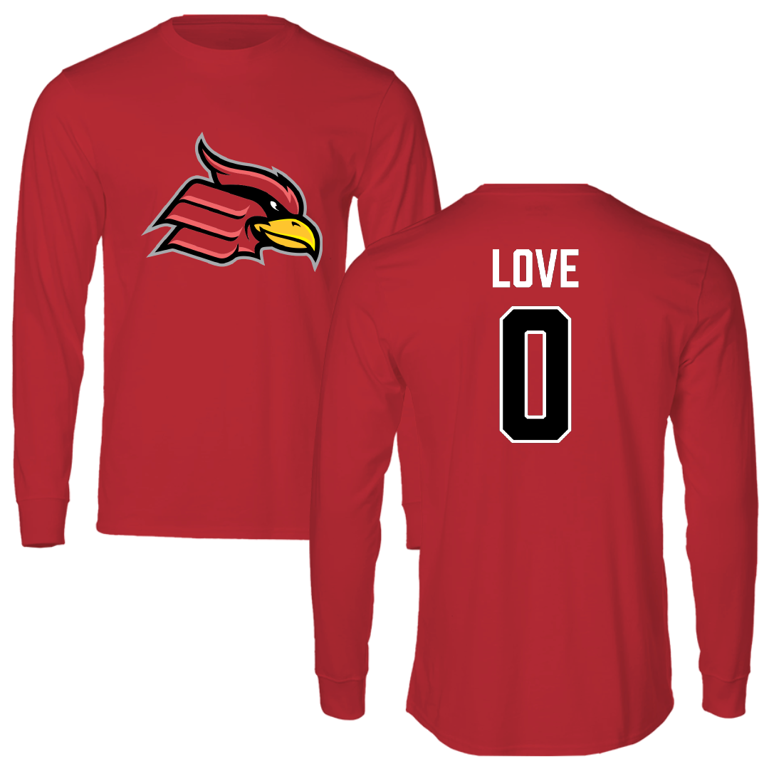 Wheeling University Football Red Performance Long Sleeve - #0 Solo Love