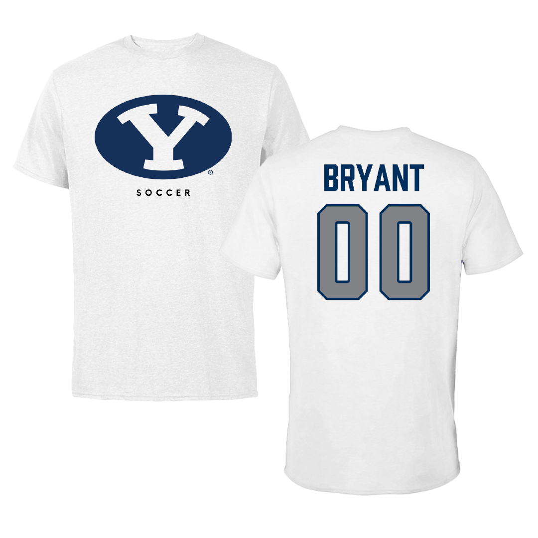 Brigham Young University Soccer White Tee - #00 Lynette Bryant