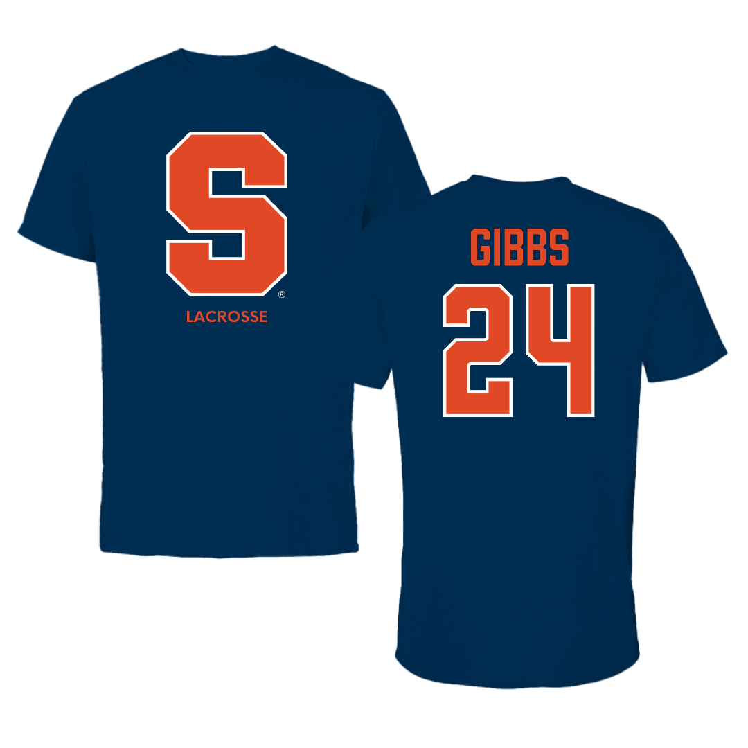 Syracuse University Lacrosse (M) Navy Primary Tee - #24 Gavin Gibbs