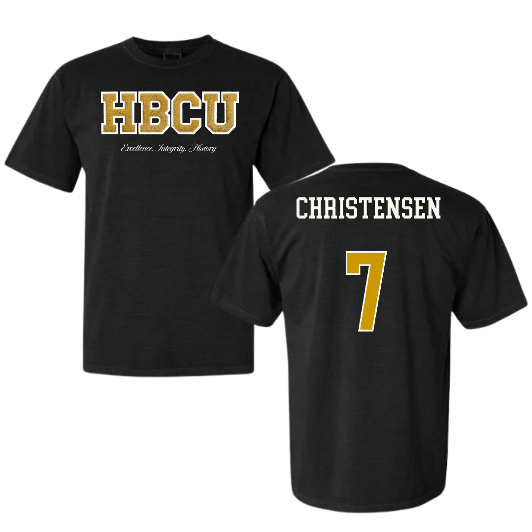 Alabama State University Baseball Black HBCU Varsity Comfort Colors Tee - #7 Jaxon Christensen