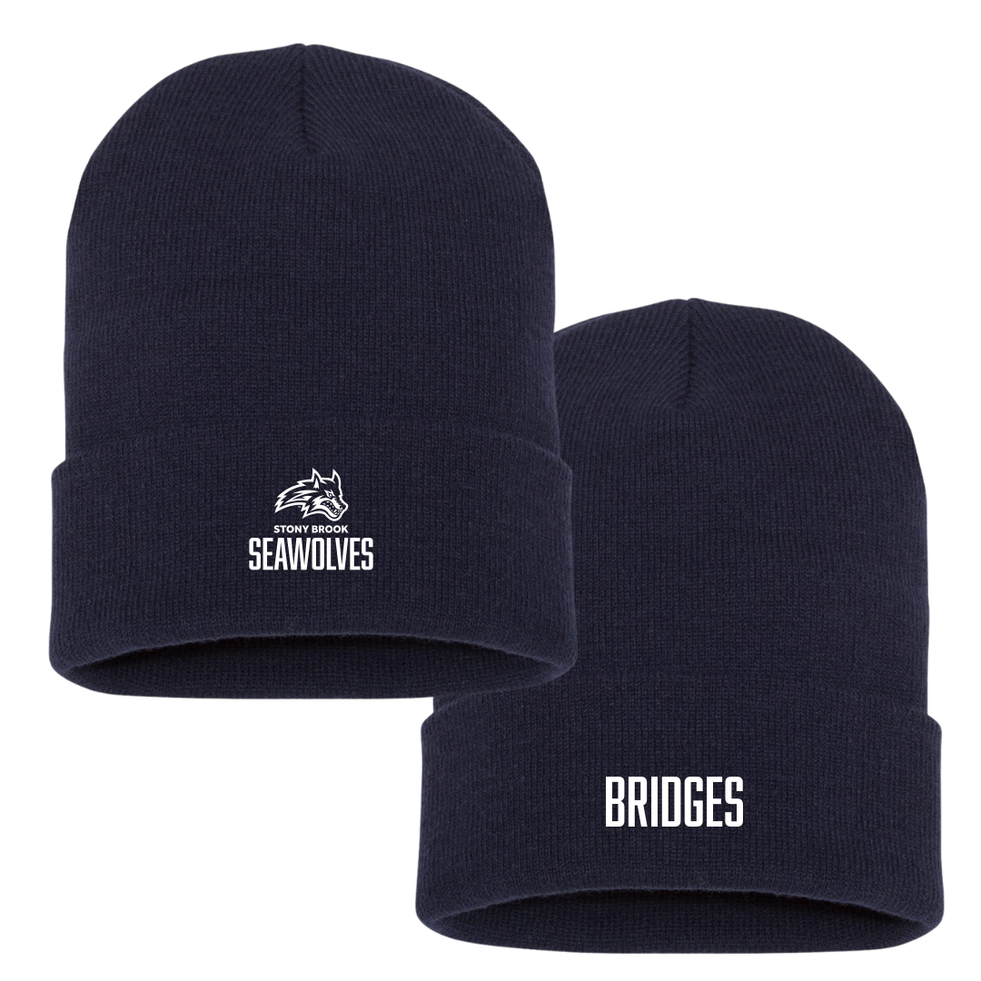 Stony Brook University Baseball Navy Beanie - #8 Reilly Bridges