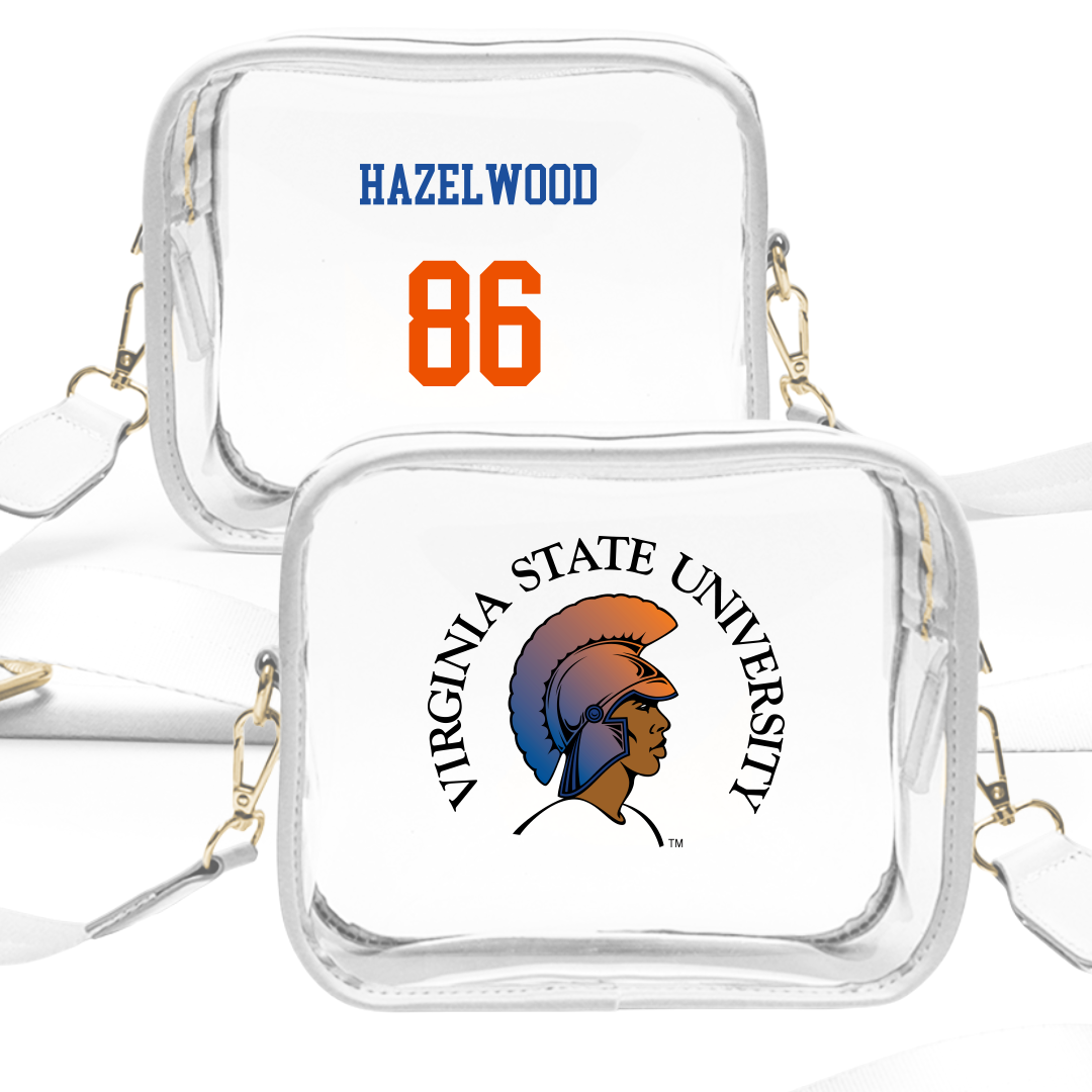 Virginia State University Football White Clear Stadium Bag - #86 Khalil Hazelwood