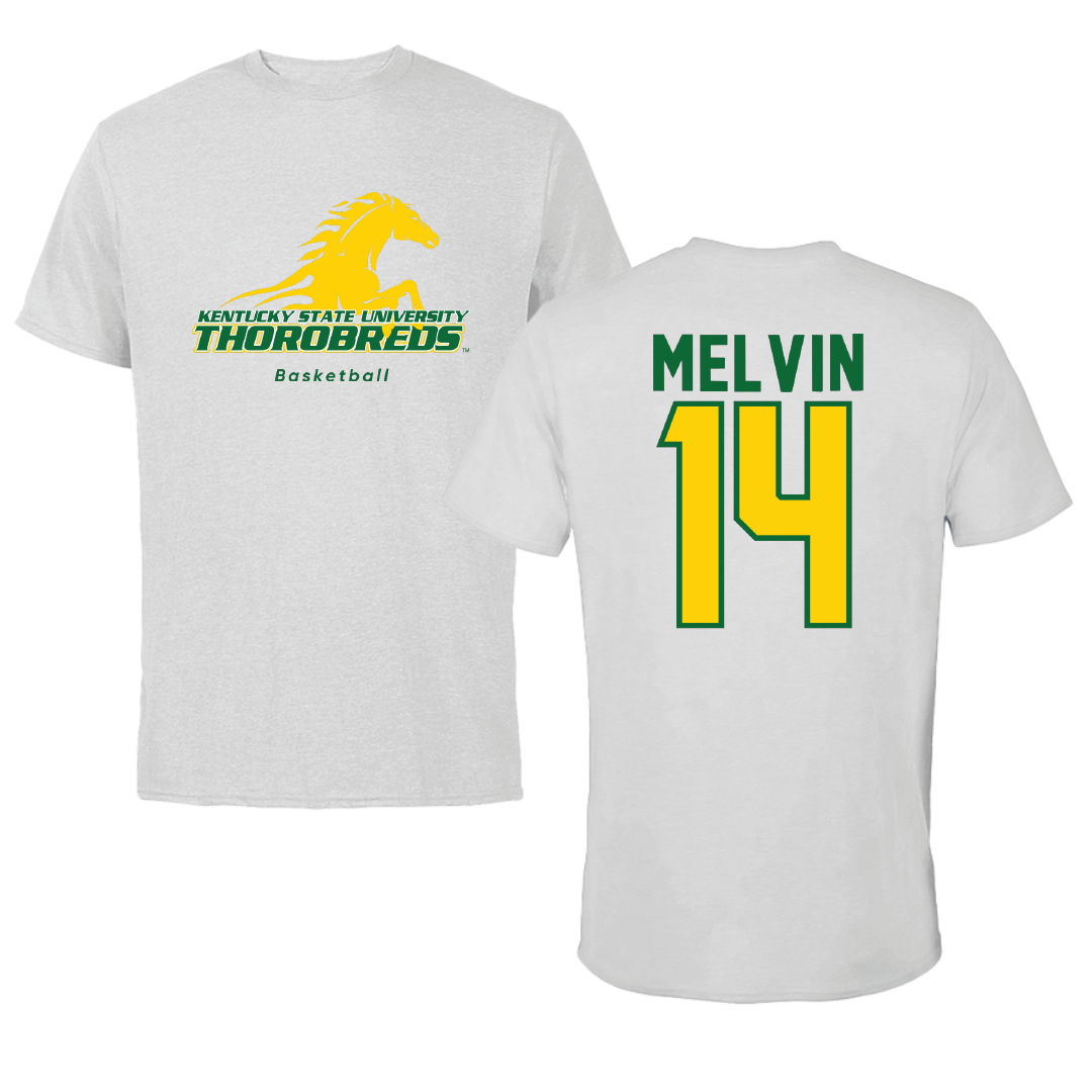 Kentucky State University Basketball Light Gray Tee - #14 Gregory Melvin