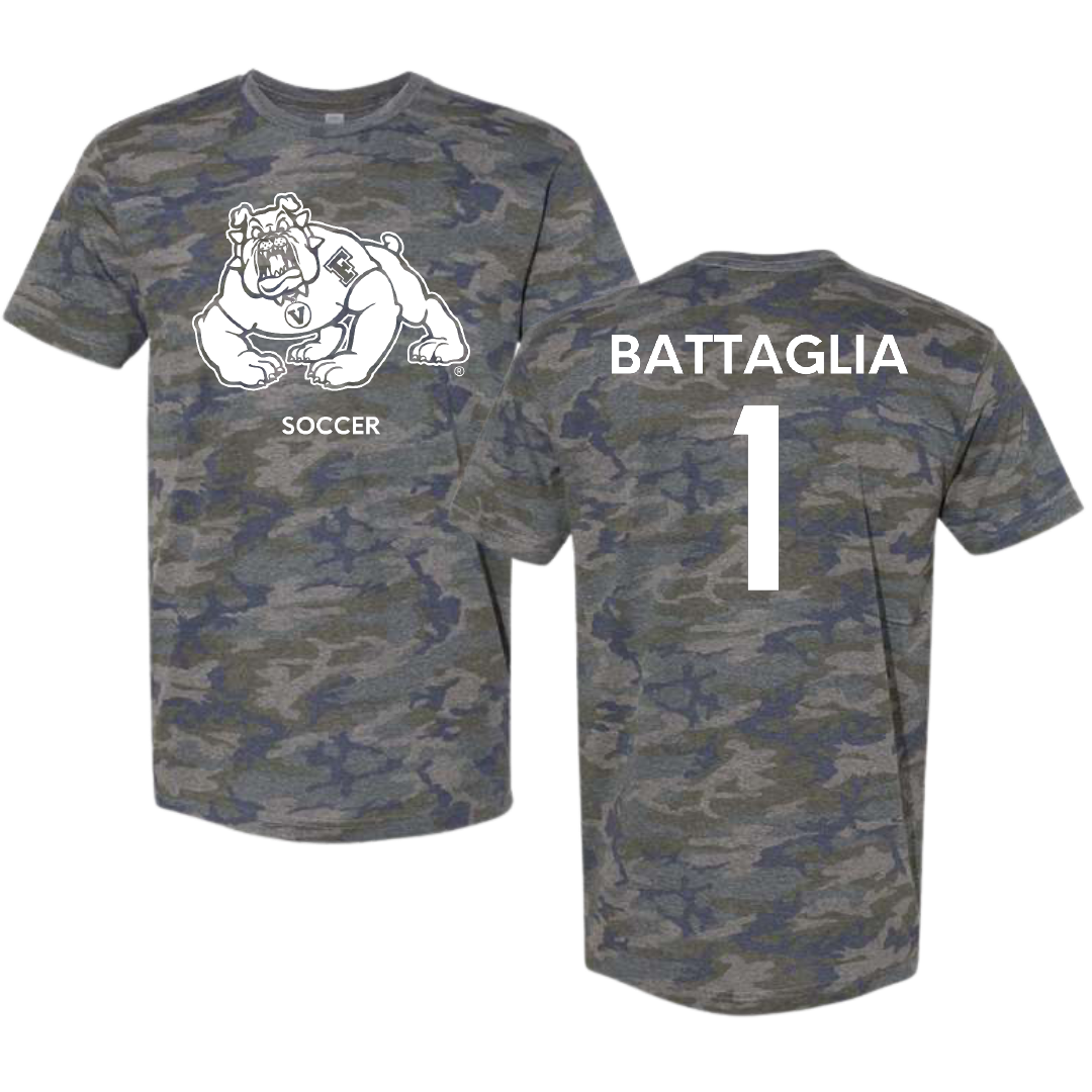 Fresno State University Soccer (W) Vintage Camo Tee - #1 Shivani Battaglia