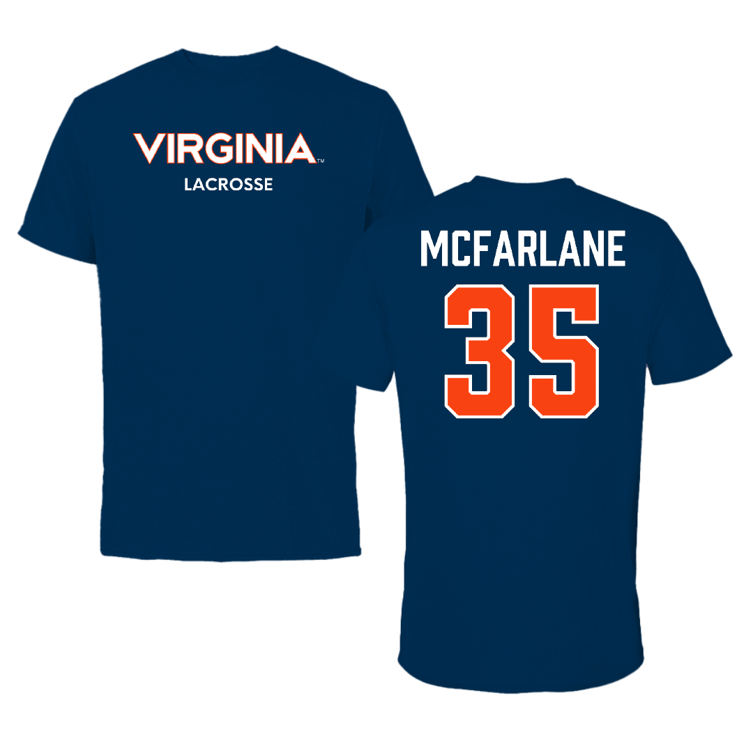 University of Virginia Lacrosse (M) Navy Performance Tee - #35 Burke McFarlane