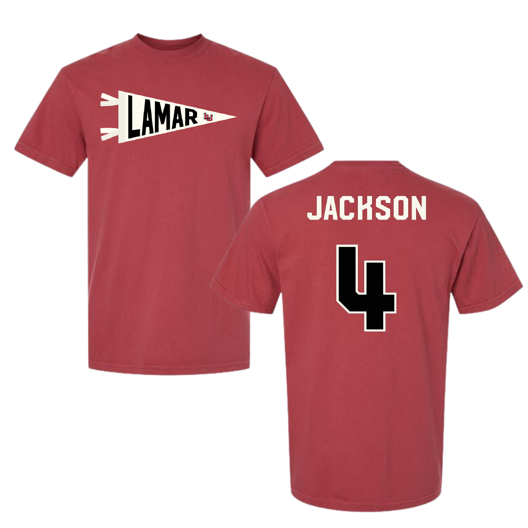 Lamar University Football Canvas Red Pennant Comfort Colors Tee - #4 Jaymond Jackson