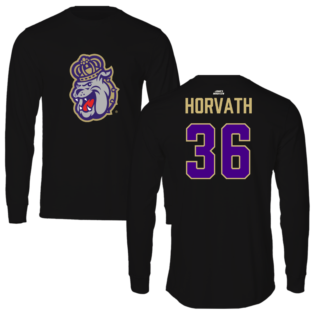 James Madison University Baseball Black Performance Long Sleeve - #36 Adam Horvath