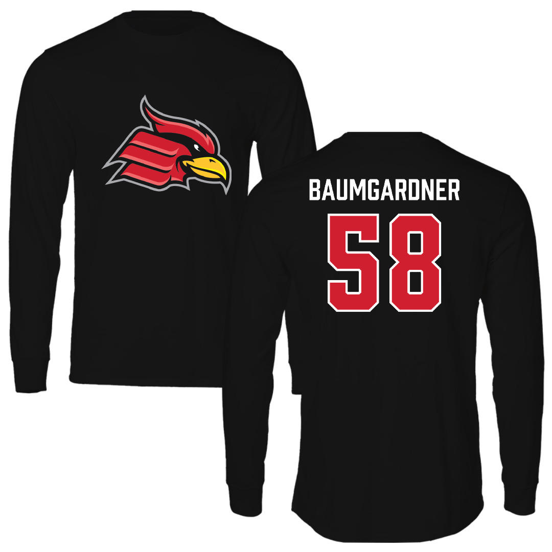 Wheeling University Football Black Performance Long Sleeve - #58 Mason Baumgardner