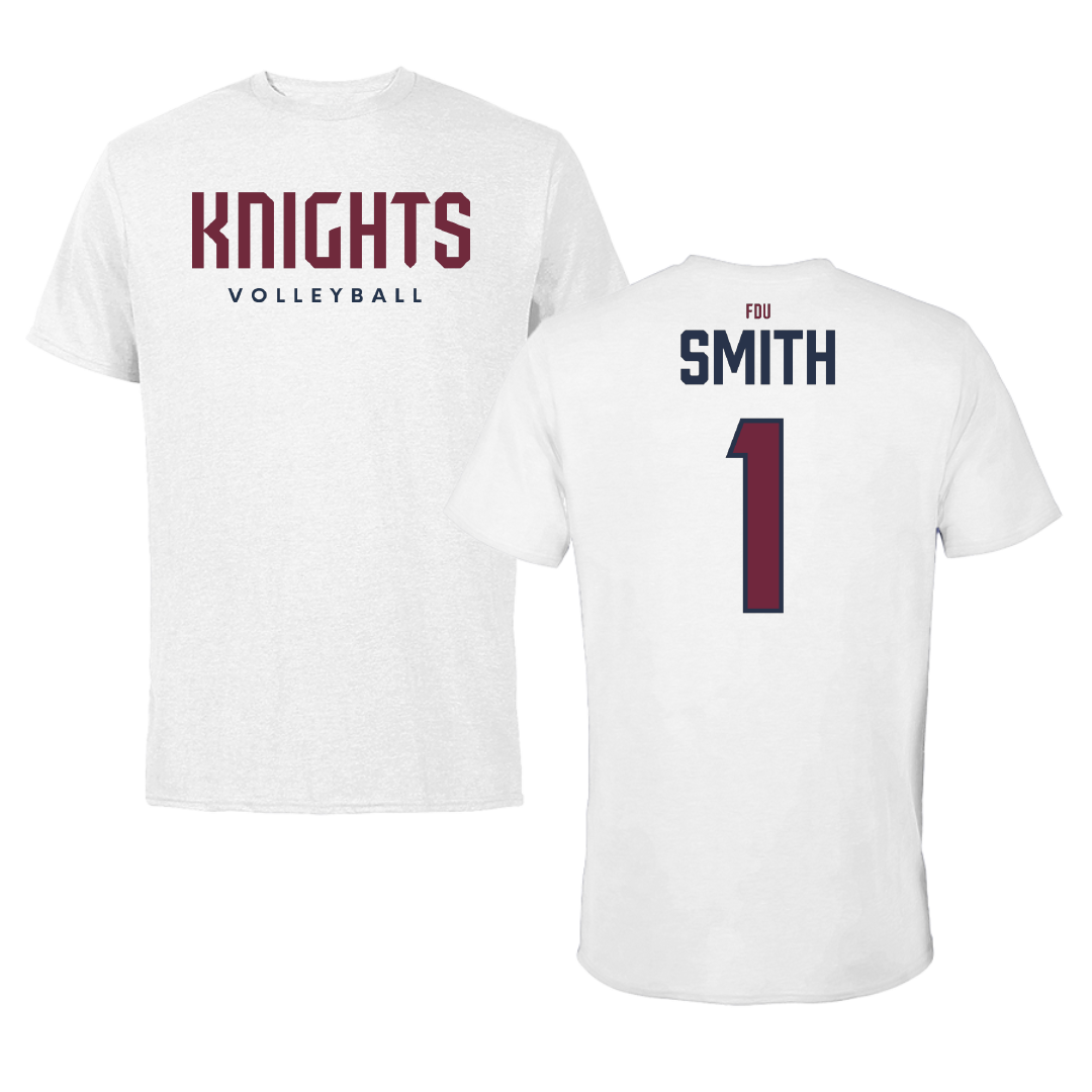 Fairleigh Dickinson University-Metropolitan Campus Volleyball White Tee - #1 Timothy Smith