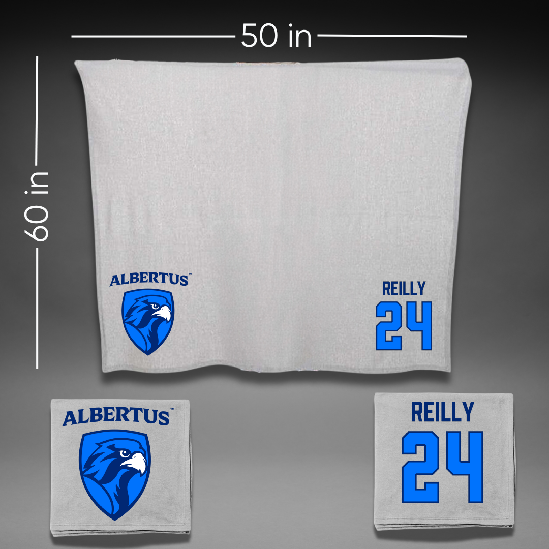 Albertus Magnus College Baseball Gray Blanket - #24 Tate Reilly