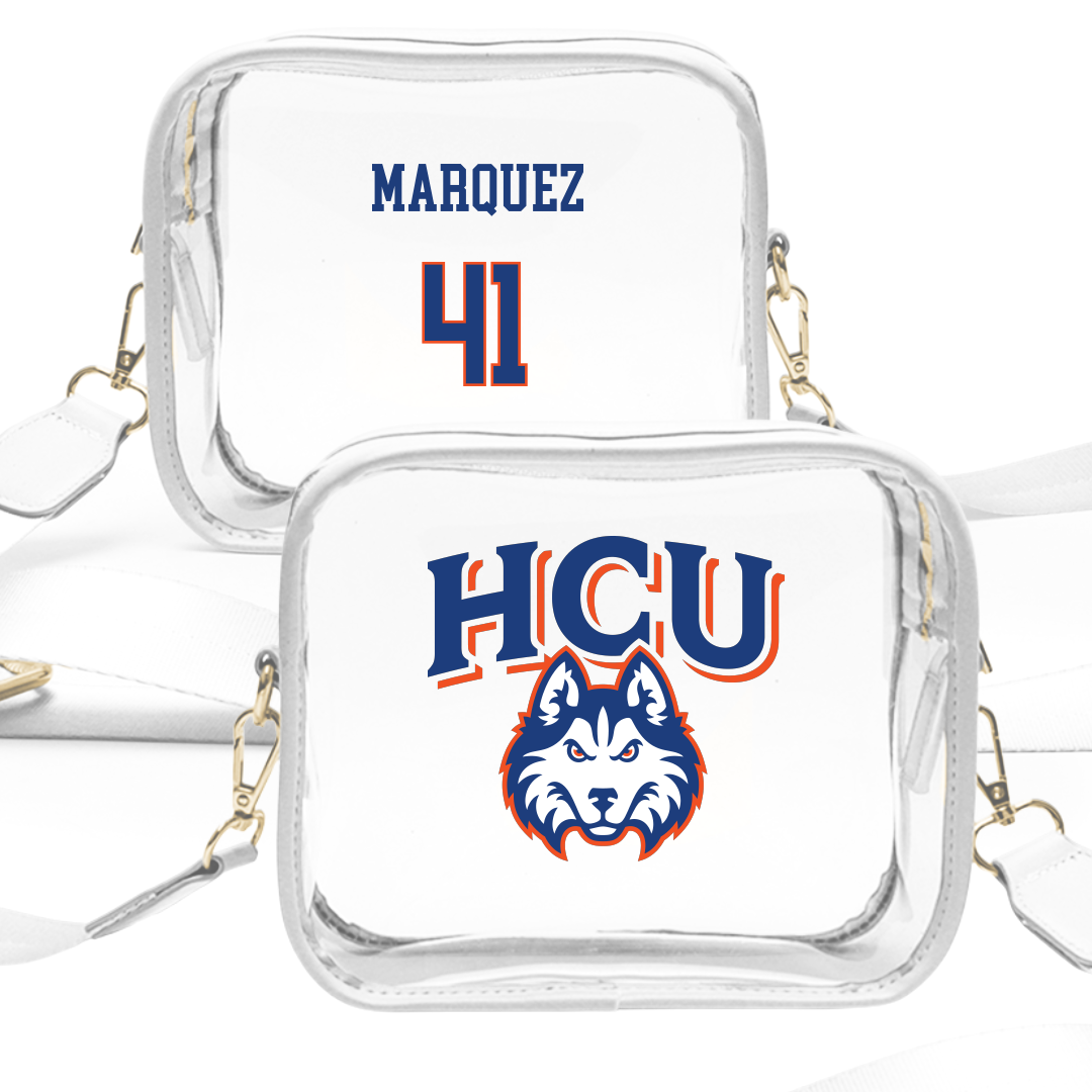 Houston Christian University Baseball White Clear Stadium Bag - #41 Alejandro Marquez