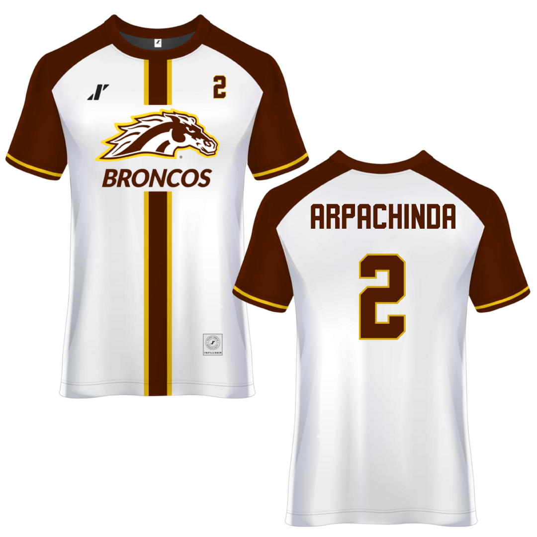 Western Michigan University White Soccer Jersey - #2 Braxton Arpachinda