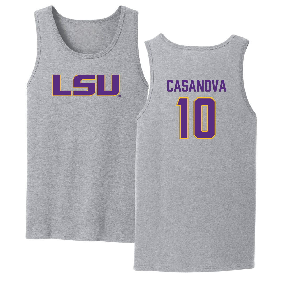 Louisiana State University Softball Sport Gray Tank Top - #10 Emilee Casanova