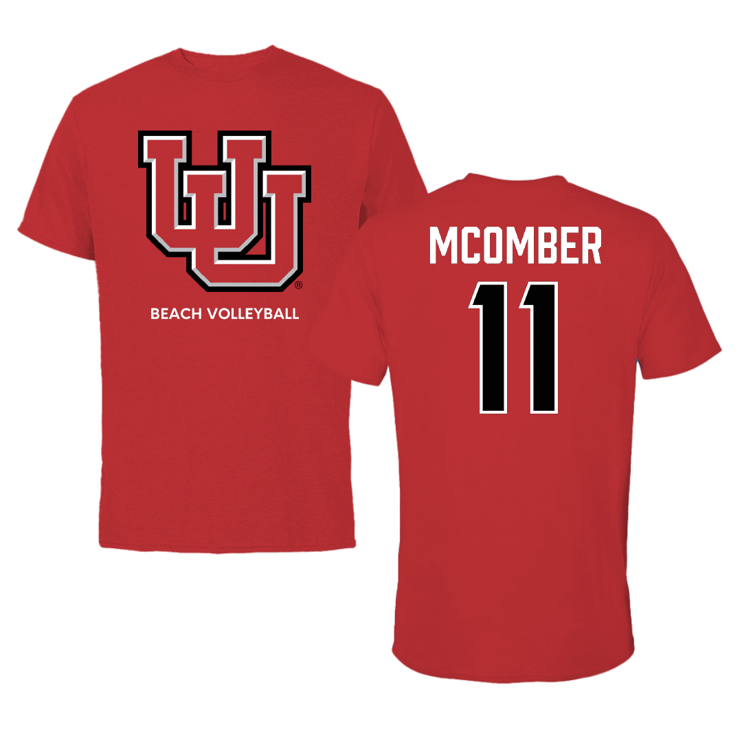 University of Utah Beach Volleyball Red Tee - #11 Azure McOmber