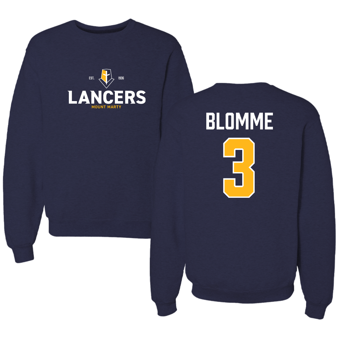 Mount Marty University Softball Navy General Crewneck - #3 Emma Blomme