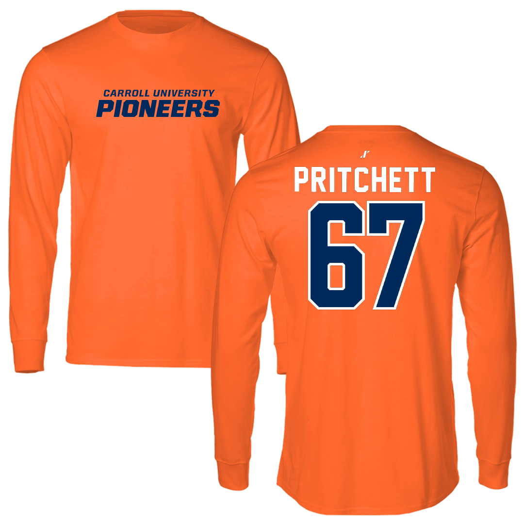 Carroll University Football Orange Long Sleeve - #67 Jaylin Pritchett