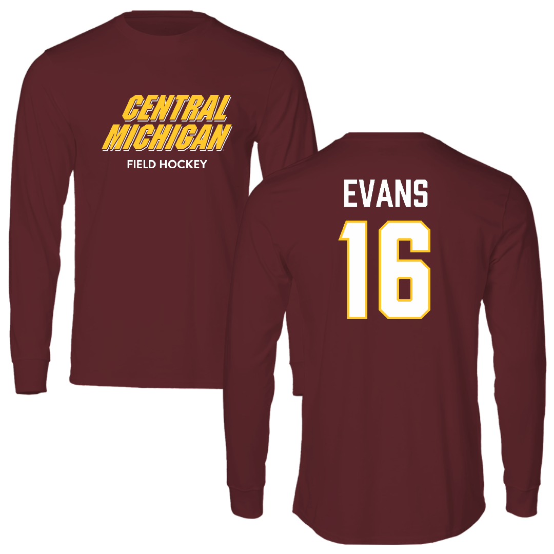 Central Michigan University Field Hockey (W) Maroon Performance Long Sleeve - #16 Nora Evans
