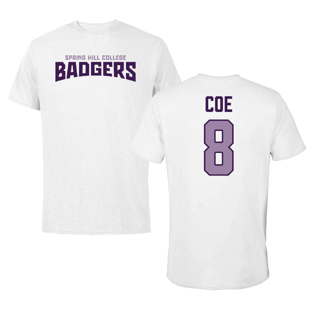 Spring Hill College Baseball White Classic Performance Tee - #8 Bryce Coe