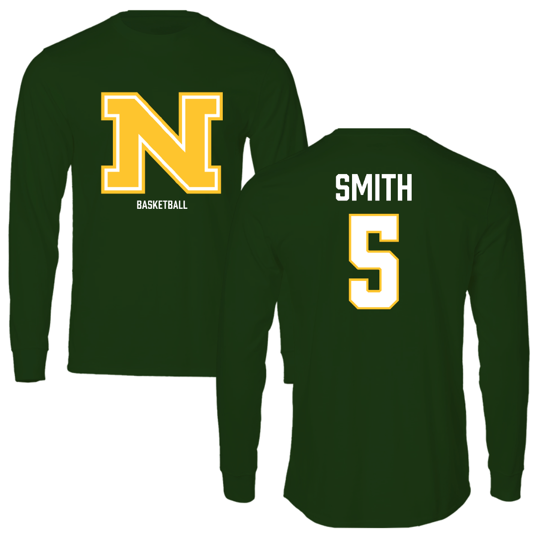 Northern Michigan University Basketball (M) Forest Green Performance Long Sleeve - #5 Carson Smith