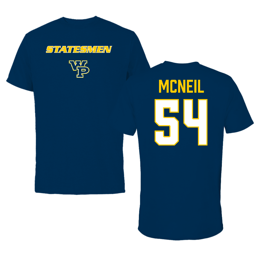 William Penn University Football Navy Performance Tee - #54 Kenron McNeil