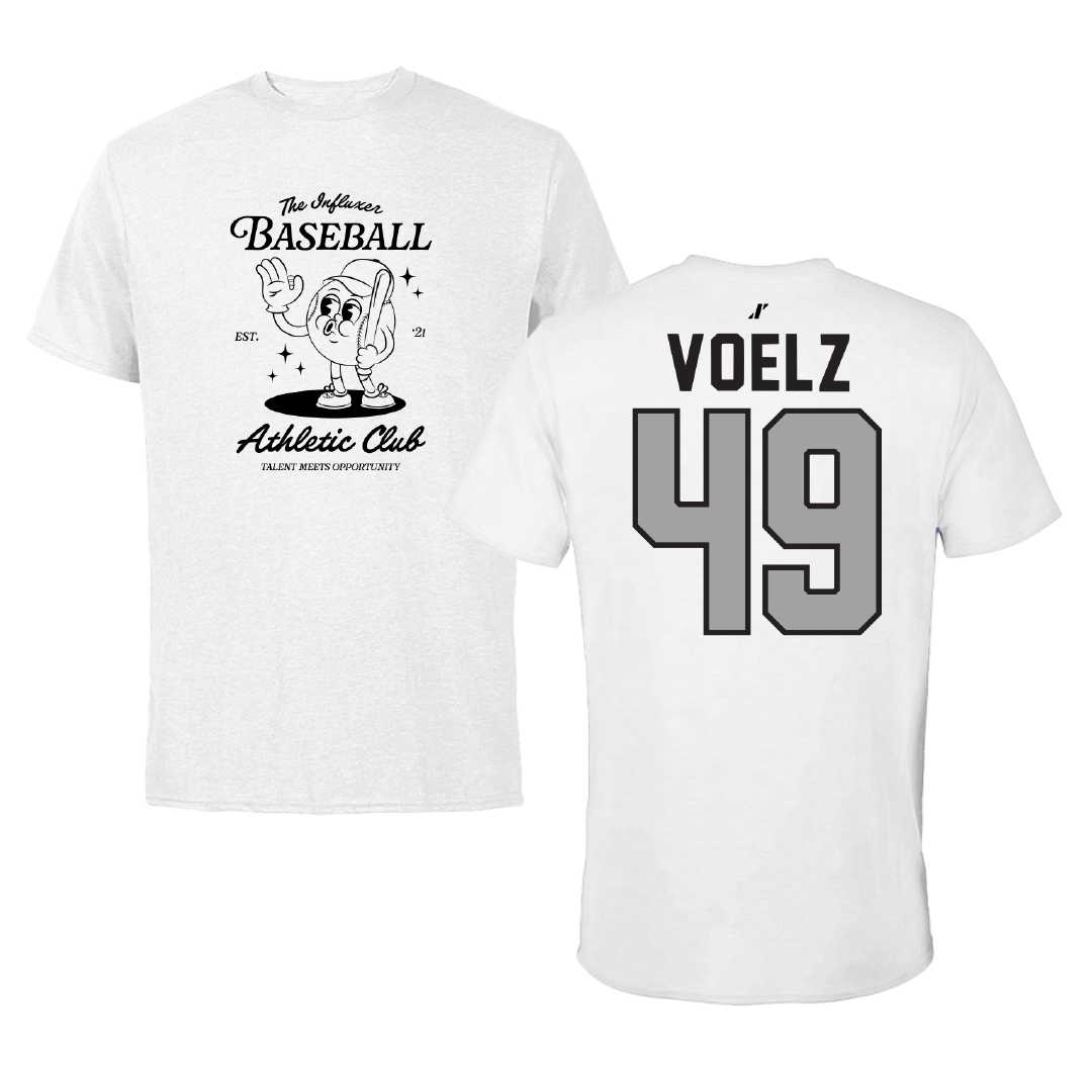 Baseball White Influxer Athletic Club Tee - #49 Logan Voelz