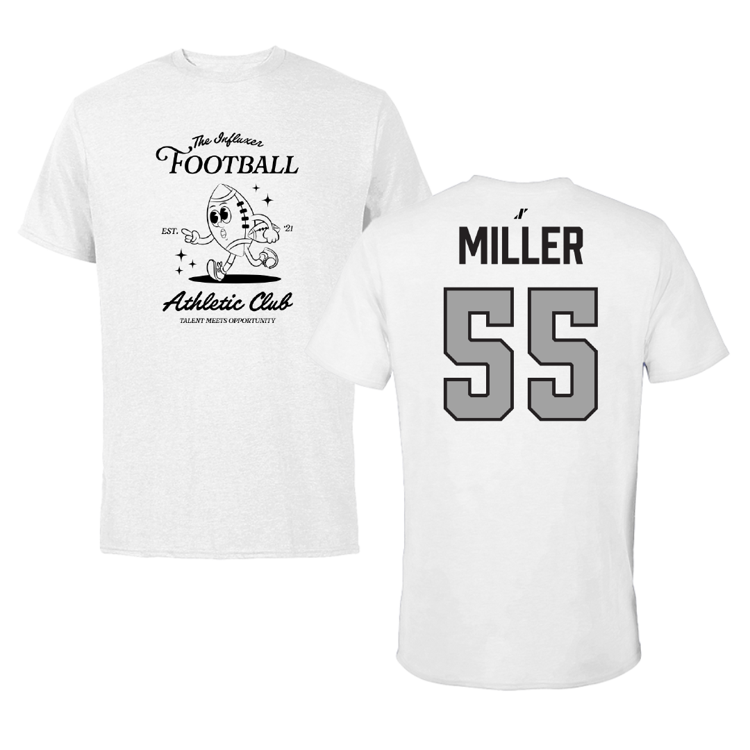 Football White Influxer Athletic Club Tee - #55 Noah Miller