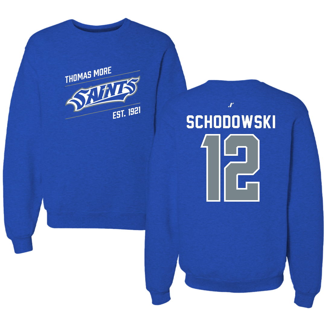 Thomas More University Lacrosse Blue General Crewneck - #12 Stephen Schodowski