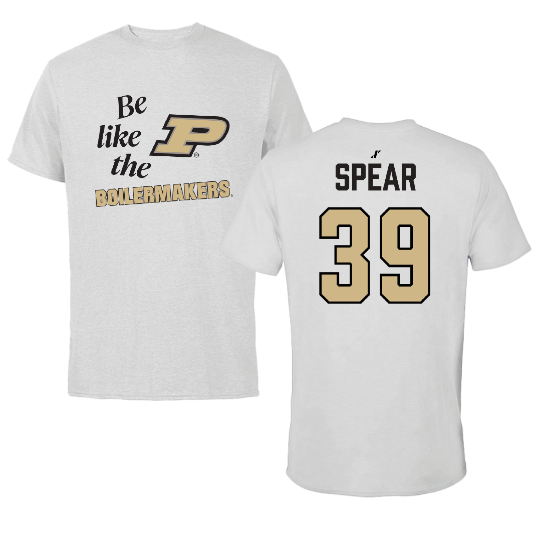 Purdue University Football Light Gray Be Like Us Performance Tee - #39 Luke Spear