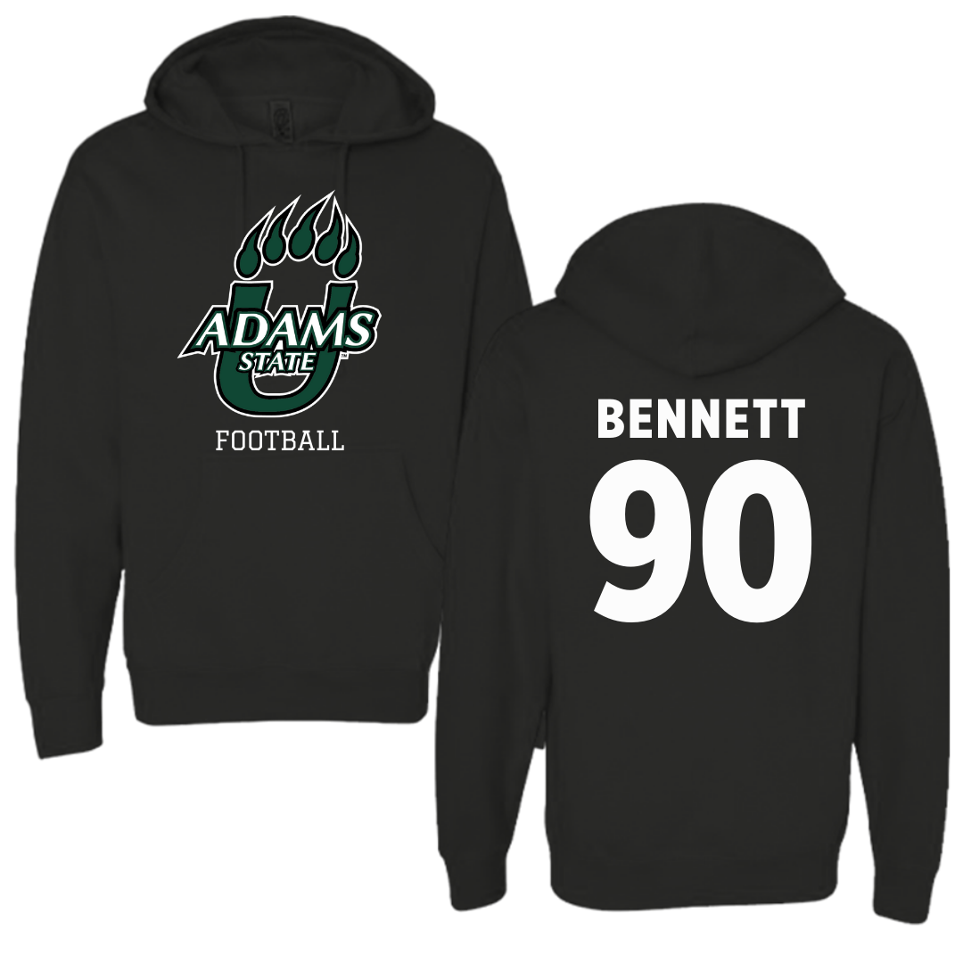 Adams State University Football Black Hoodie - #90 Brandon Bennett